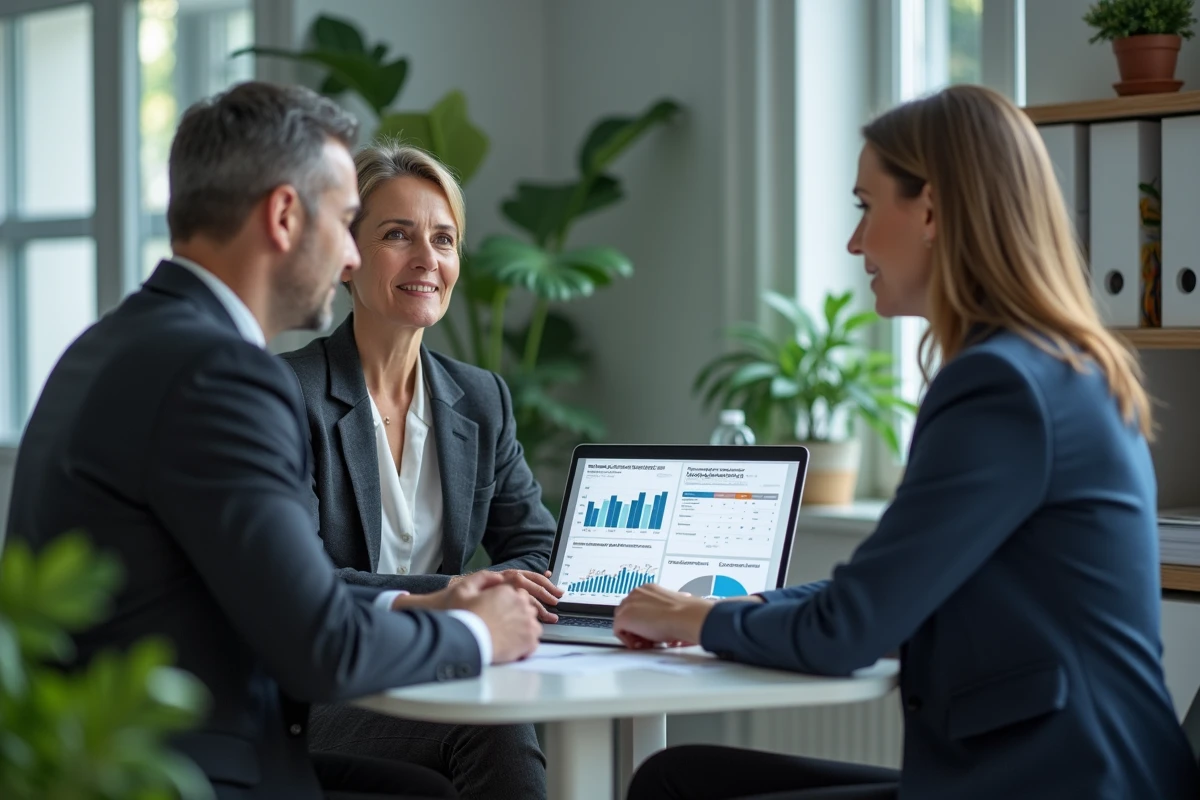 Femme en consultation avec un conseiller financier pour planifier sa retraite carrière longue face à une période de chômage