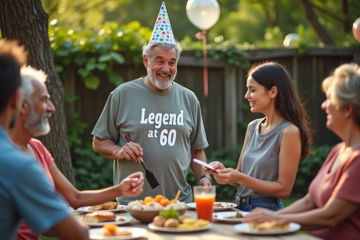 Famille en barbecue pour un anniversaire de 60 ans en plein air