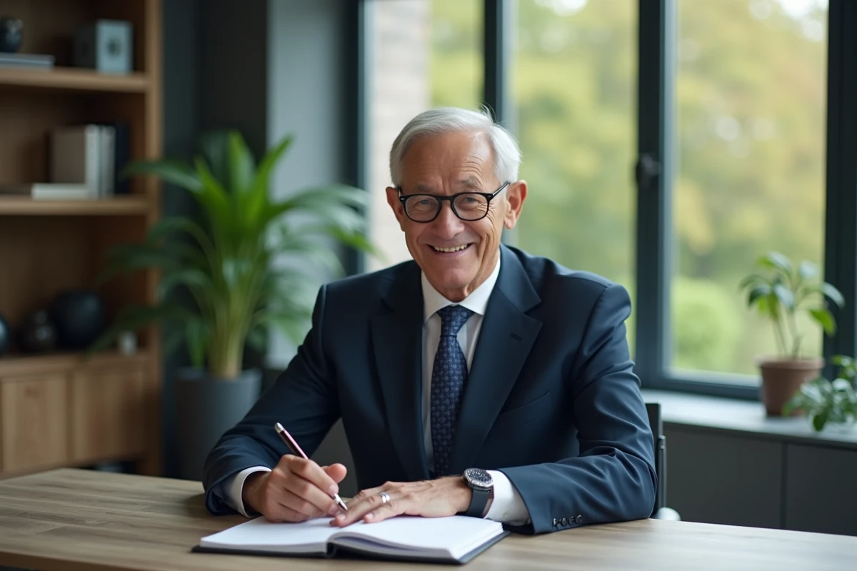 Homme d'affaires en costume dans un bureau moderne