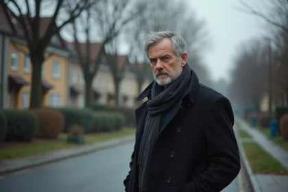 Homme d'âge moyen en manteau sombre à SavignyleTemple