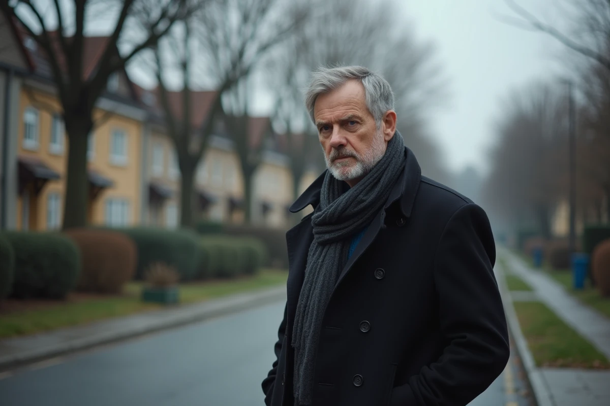 Homme d'âge moyen en manteau sombre à SavignyleTemple