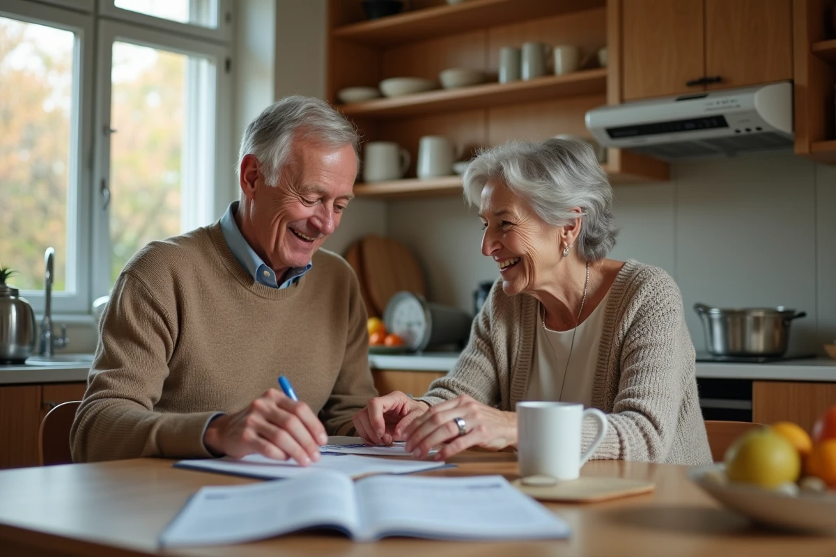 Homme senior aidant une femme à organiser ses médicaments
