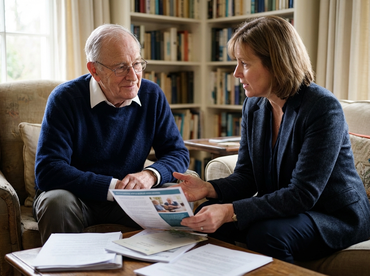 Homme senior en conseil avec une conseillère en assurance