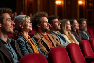 Public diversifié dans un théâtre en automne