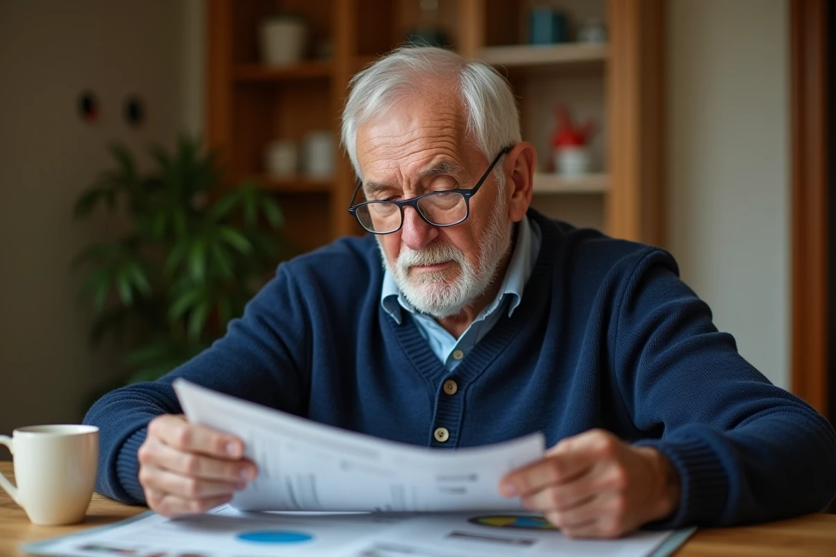 Retraité SNCF consultant ses documents de retraite à domicile